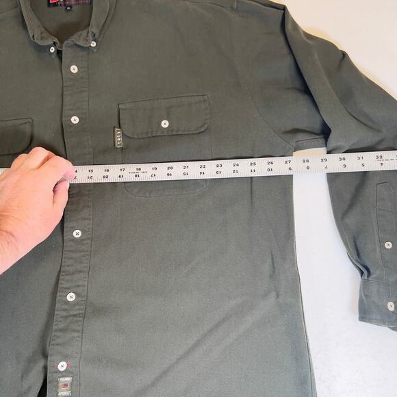 FUBU The Collection Sport Button Down Shirt Men's XL Green Heavy Polynosic Blend - Picture 10 of 13